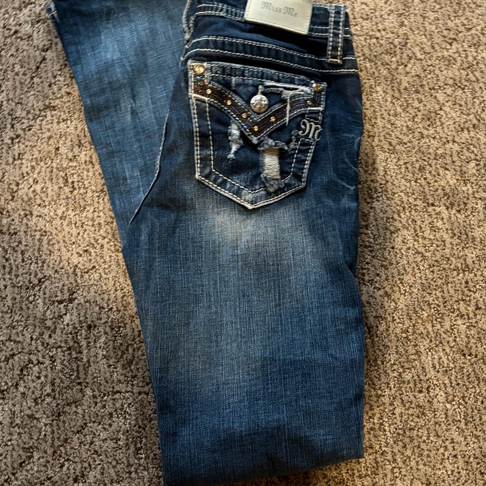 Miss Me Dark Blue Denim with Embellished Pockets